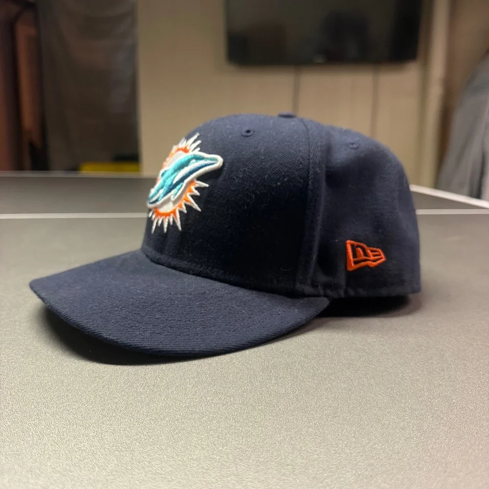 Miami Dolphins New Era 59FIFTY Fitted Hat Navy Blue NFL Shield Size 7 1/8